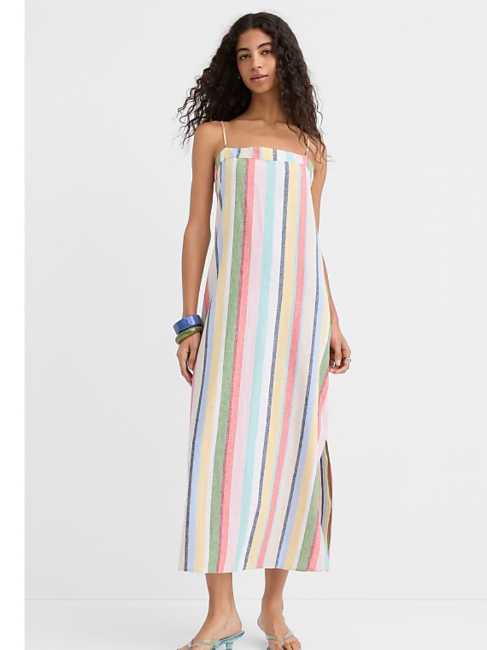 LOFT Pastel Multistripe Maxi Dress with Spaghetti Straps
